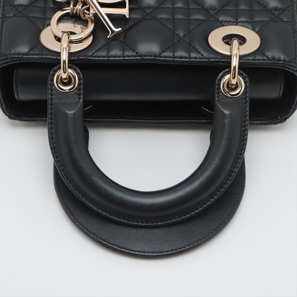 Second hand Dior Lady Dior Small Lambskin Leather My ABCDior Cannage Tote Handbag Black - Tabita Bags