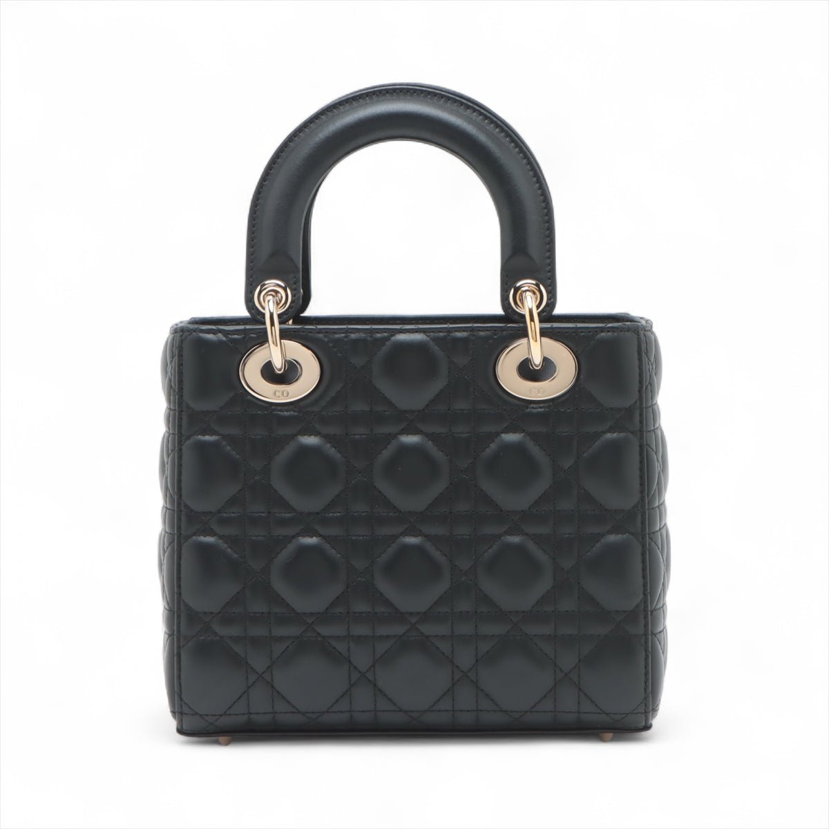 Second hand Dior Lady Dior Small Lambskin Leather My ABCDior Cannage Tote Handbag Black - Tabita Bags