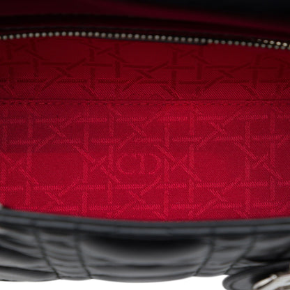 Second hand Dior Lady Dior Small Lambskin Leather My ABCDior Cannage Tote Handbag Black - Tabita Bags