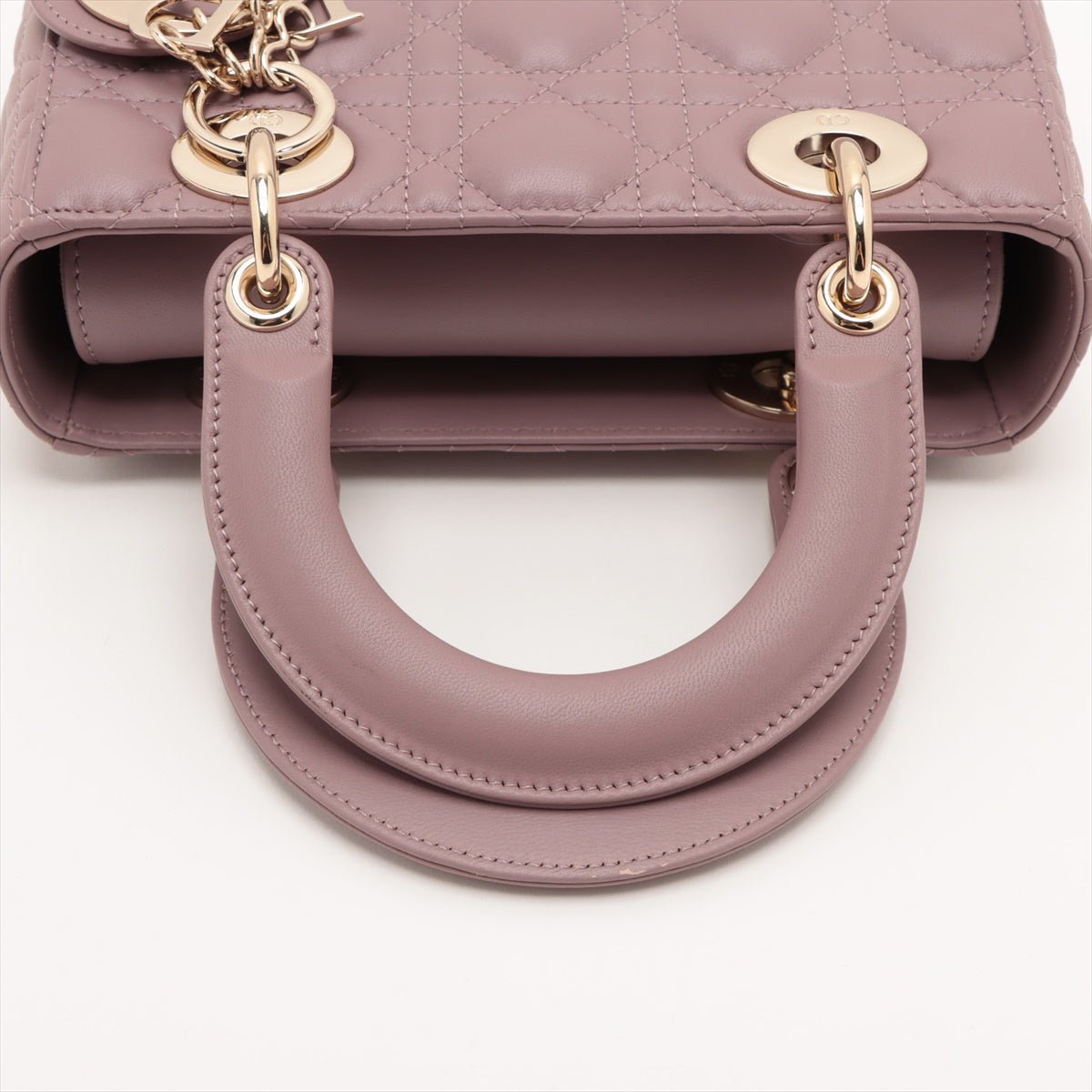 Second hand Dior Lady Dior Small Lambskin Leather My ABCDior Cannage Tote Handbag Dust Pink - Tabita Bags