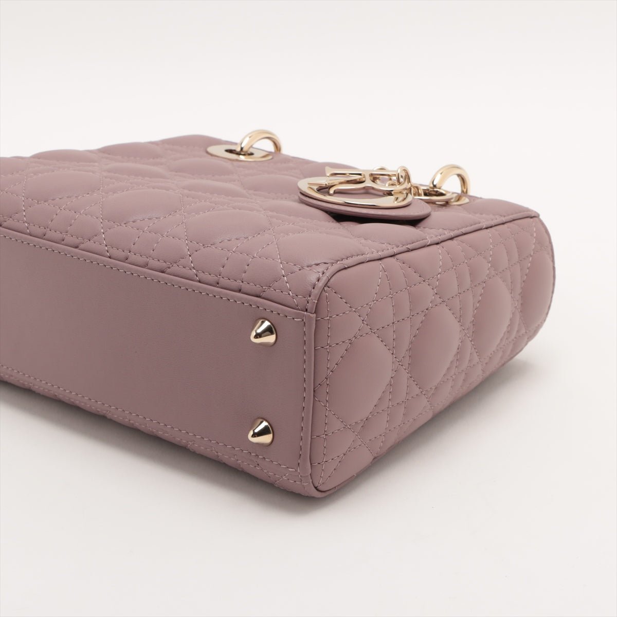 Second hand Dior Lady Dior Small Lambskin Leather My ABCDior Cannage Tote Handbag Dust Pink - Tabita Bags