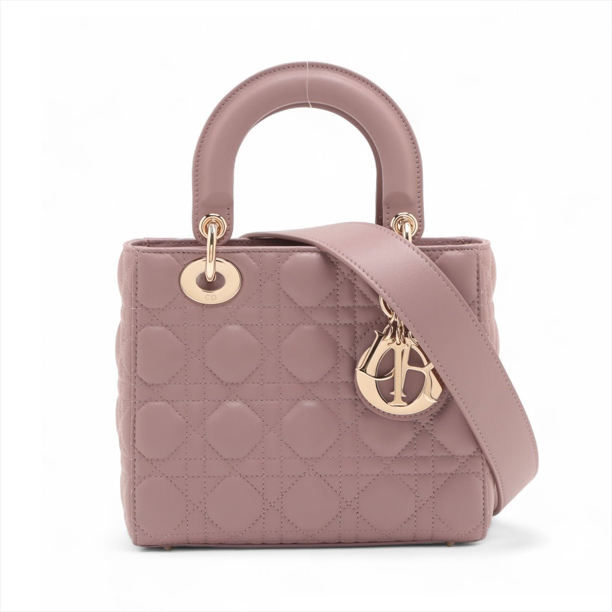 Second hand Dior Lady Dior Small Lambskin Leather My ABCDior Cannage Tote Handbag Dust Pink - Tabita Bags