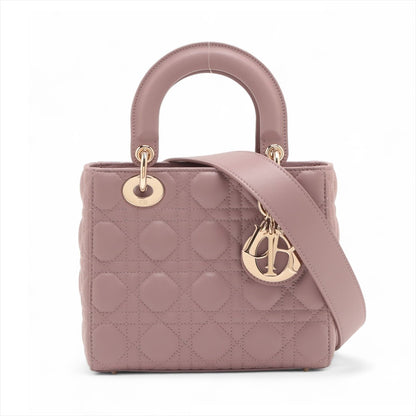 Second hand Dior Lady Dior Small Lambskin Leather My ABCDior Cannage Tote Handbag Dust Pink - Tabita Bags
