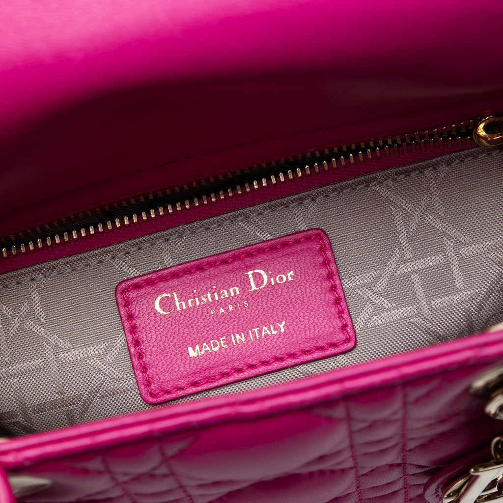 Second hand Dior Lady Dior Small Lambskin Leather My ABCDior Cannage Tote Handbag Pink - Tabita Bags