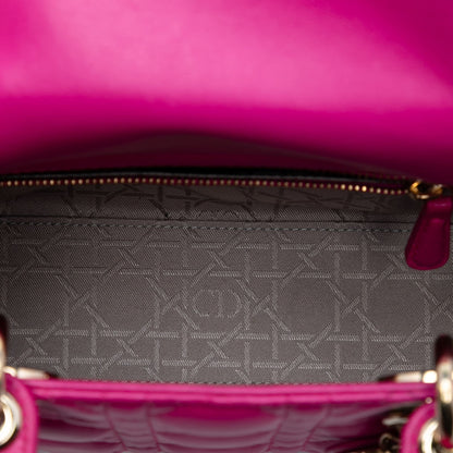 Second hand Dior Lady Dior Small Lambskin Leather My ABCDior Cannage Tote Handbag Pink - Tabita Bags