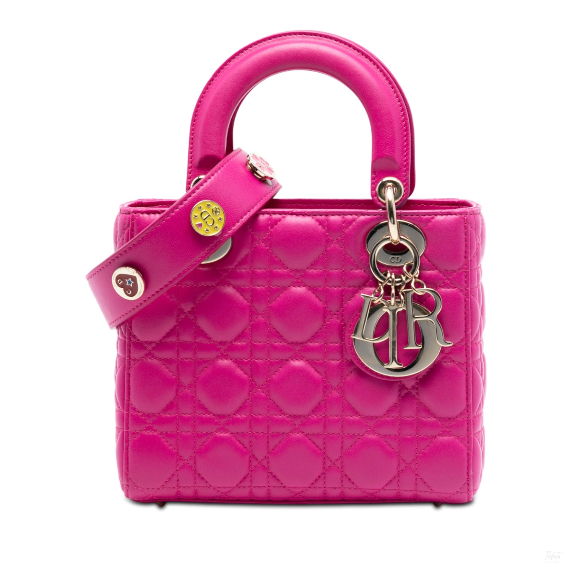 Second hand Dior Lady Dior Small Lambskin Leather My ABCDior Cannage Tote Handbag Pink - Tabita Bags