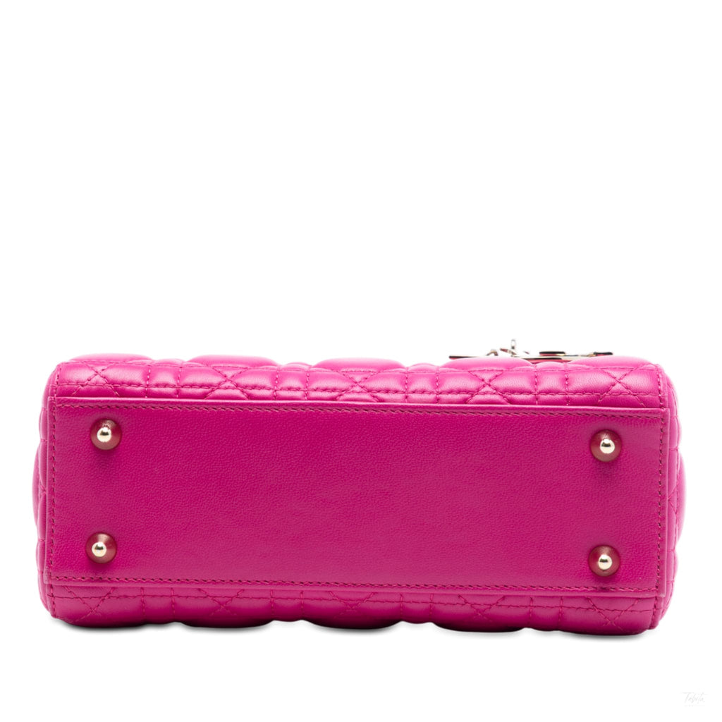 Second hand Dior Lady Dior Small Lambskin Leather My ABCDior Cannage Tote Handbag Pink - Tabita Bags