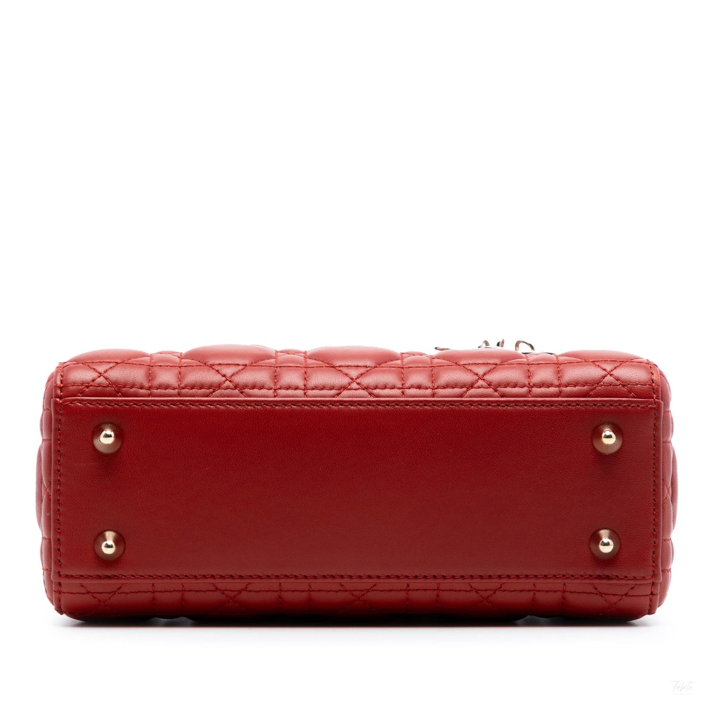 Second hand Dior Lady Dior Small Lambskin Leather My ABCDior Cannage Tote Handbag Red - Tabita Bags