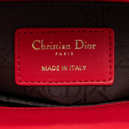 Second hand Dior Lady Dior Small Lambskin Leather My ABCDior Cannage Tote Handbag Red - Tabita Bags