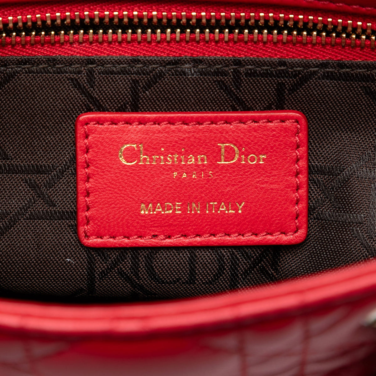 Second hand Dior Lady Dior Small Lambskin Leather My ABCDior Cannage Tote Handbag Red - Tabita Bags