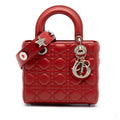 Second hand Dior Lady Dior Small Lambskin Leather My ABCDior Cannage Tote Handbag Red - Tabita Bags