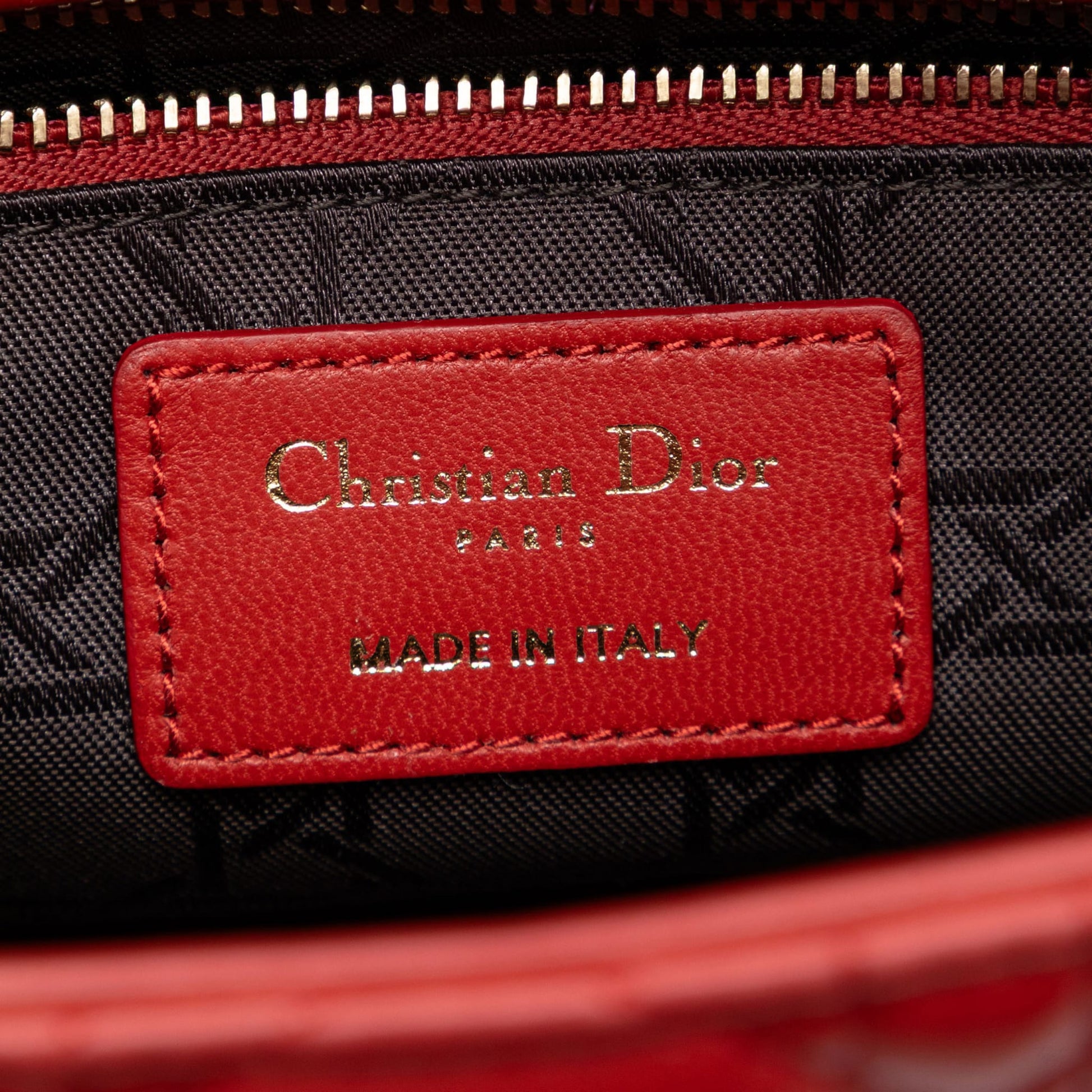 Second hand Dior Lady Dior Small Lambskin Leather My ABCDior Cannage Tote Handbag Red - Tabita Bags