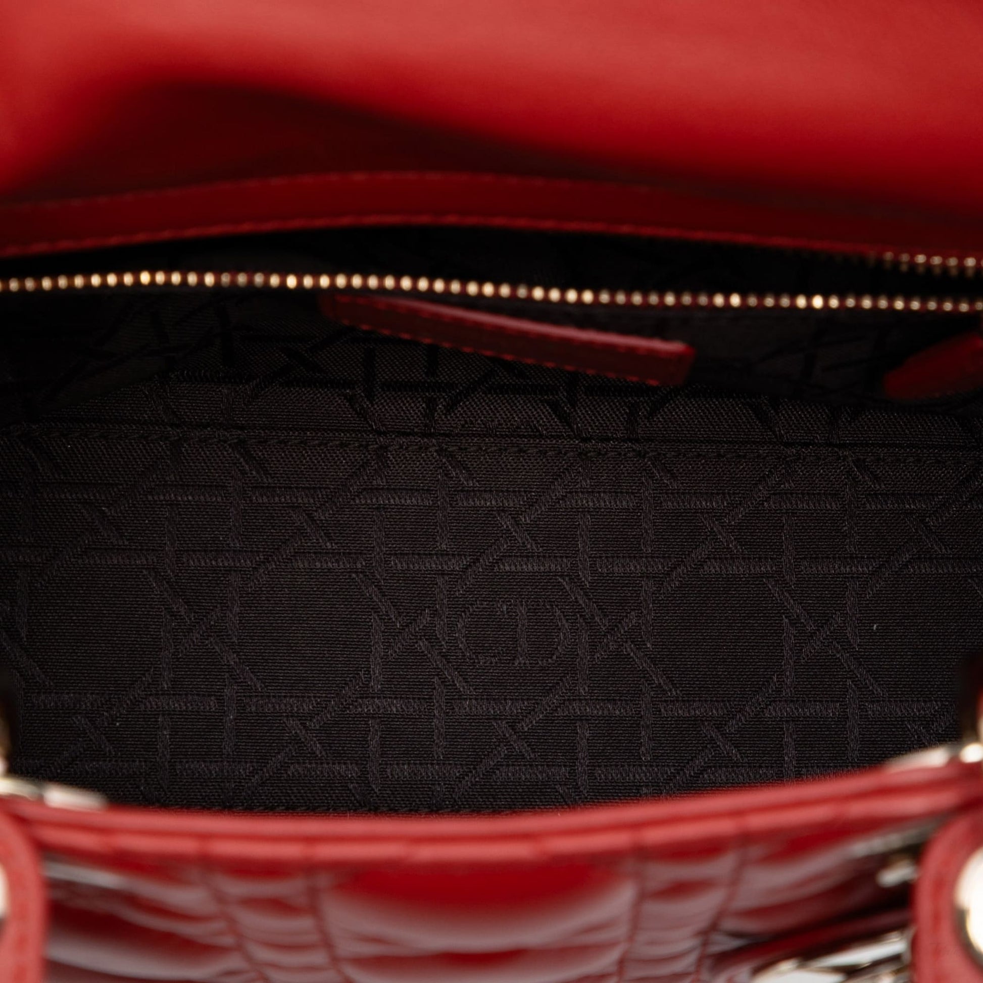 Second hand Dior Lady Dior Small Lambskin Leather My ABCDior Cannage Tote Handbag Red - Tabita Bags