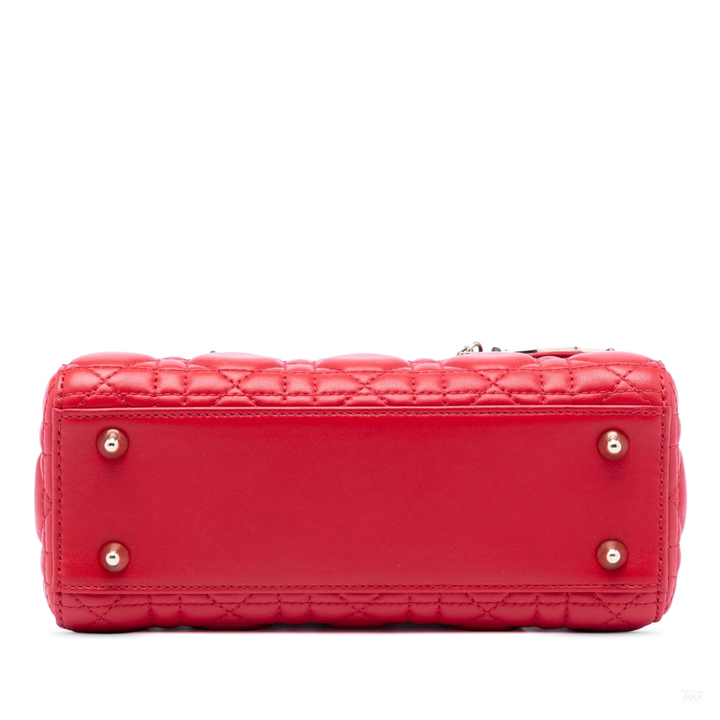 Second hand Dior Lady Dior Small Lambskin Leather My ABCDior Cannage Tote Handbag Red - Tabita Bags