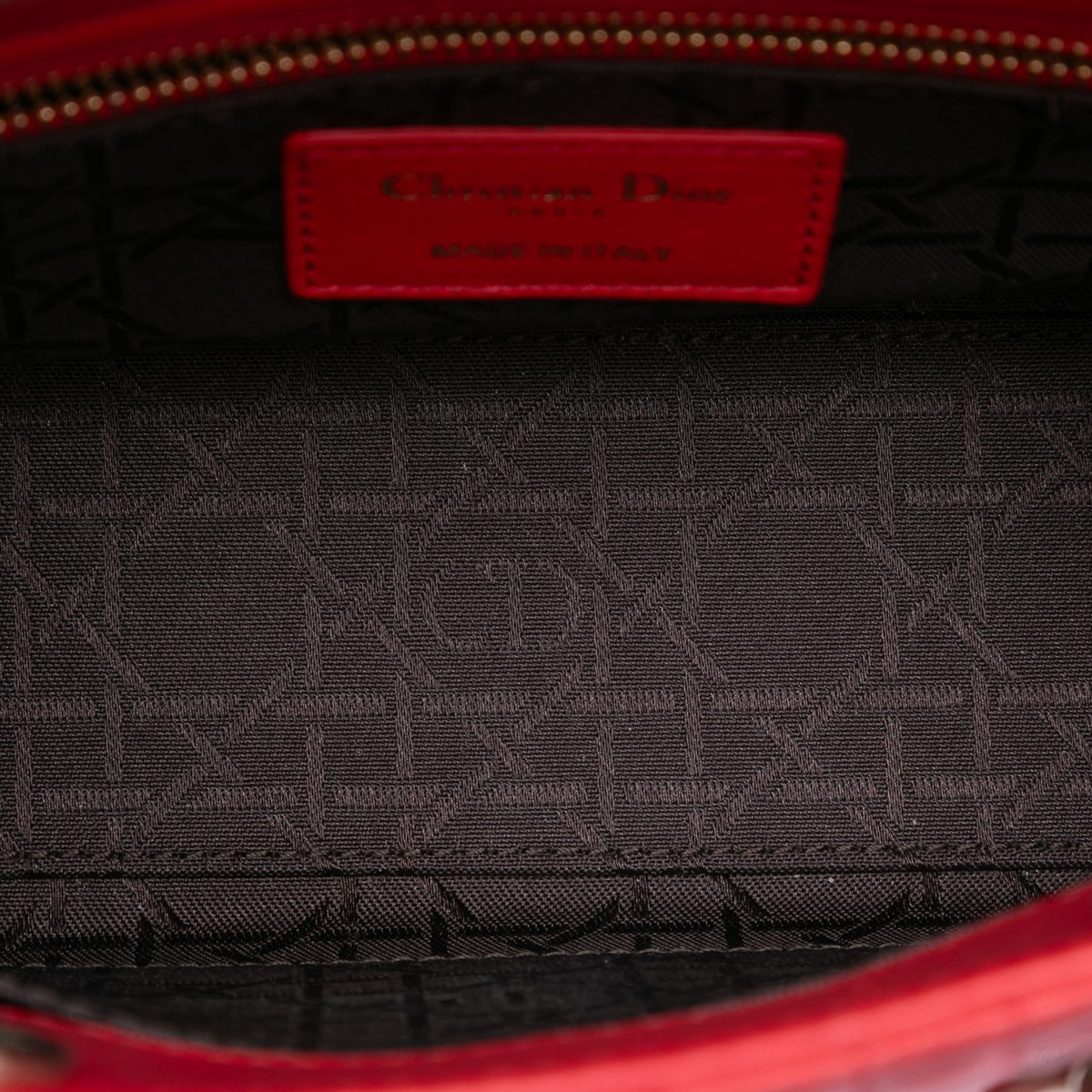Second hand Dior Lady Dior Small Lambskin Leather My ABCDior Cannage Tote Handbag Red - Tabita Bags