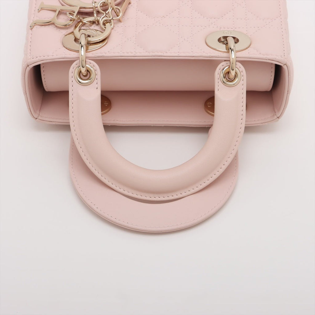 Second hand Dior Lady Dior Small Lambskin Leather My ABCDior Cannage Tote Handbag Sand - Tabita Bags