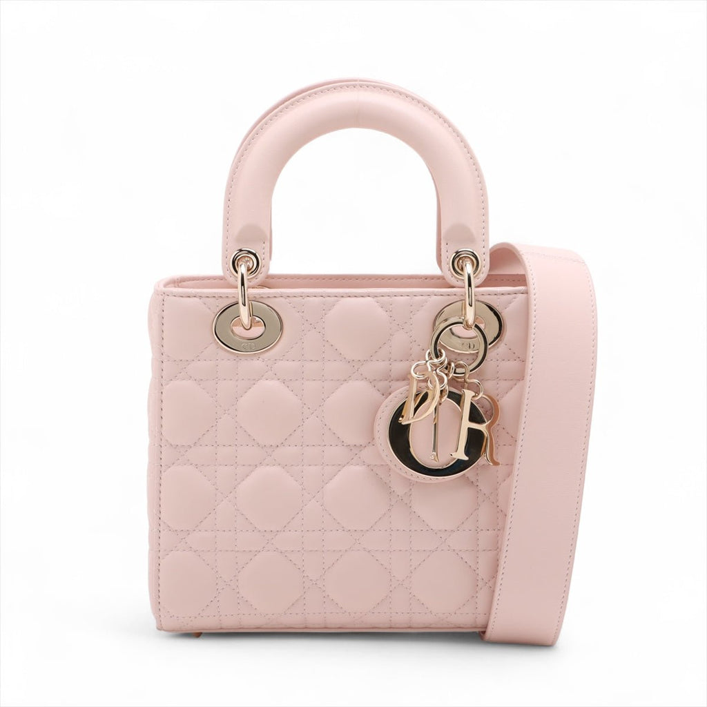 Second hand Dior Lady Dior Small Lambskin Leather My ABCDior Cannage Tote Handbag Sand - Tabita Bags
