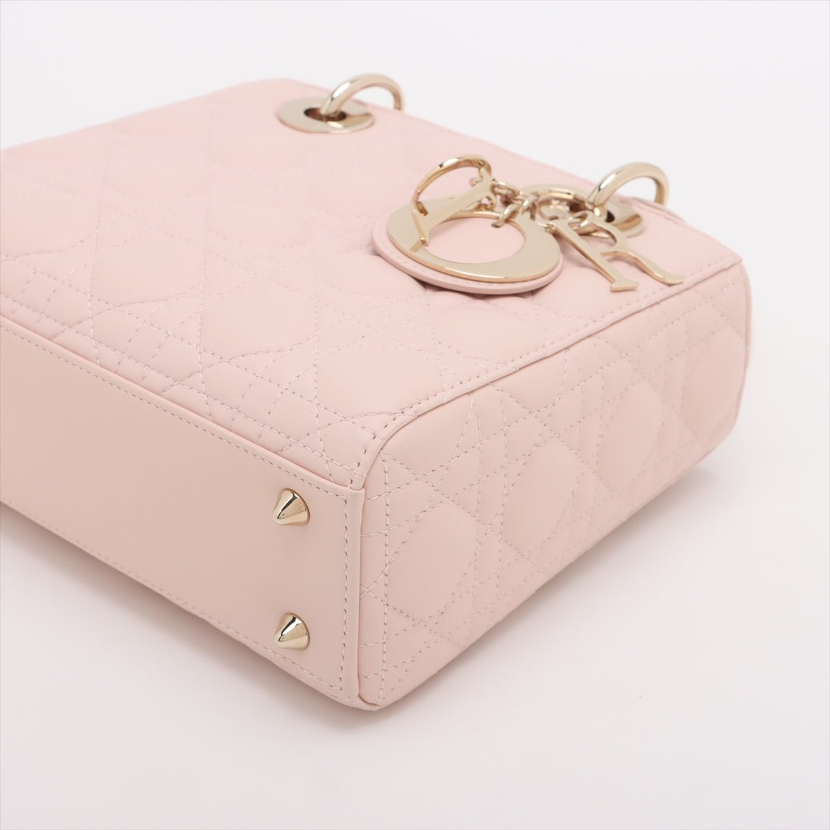Second hand Dior Lady Dior Small Lambskin Leather My ABCDior Cannage Tote Handbag Sand - Tabita Bags