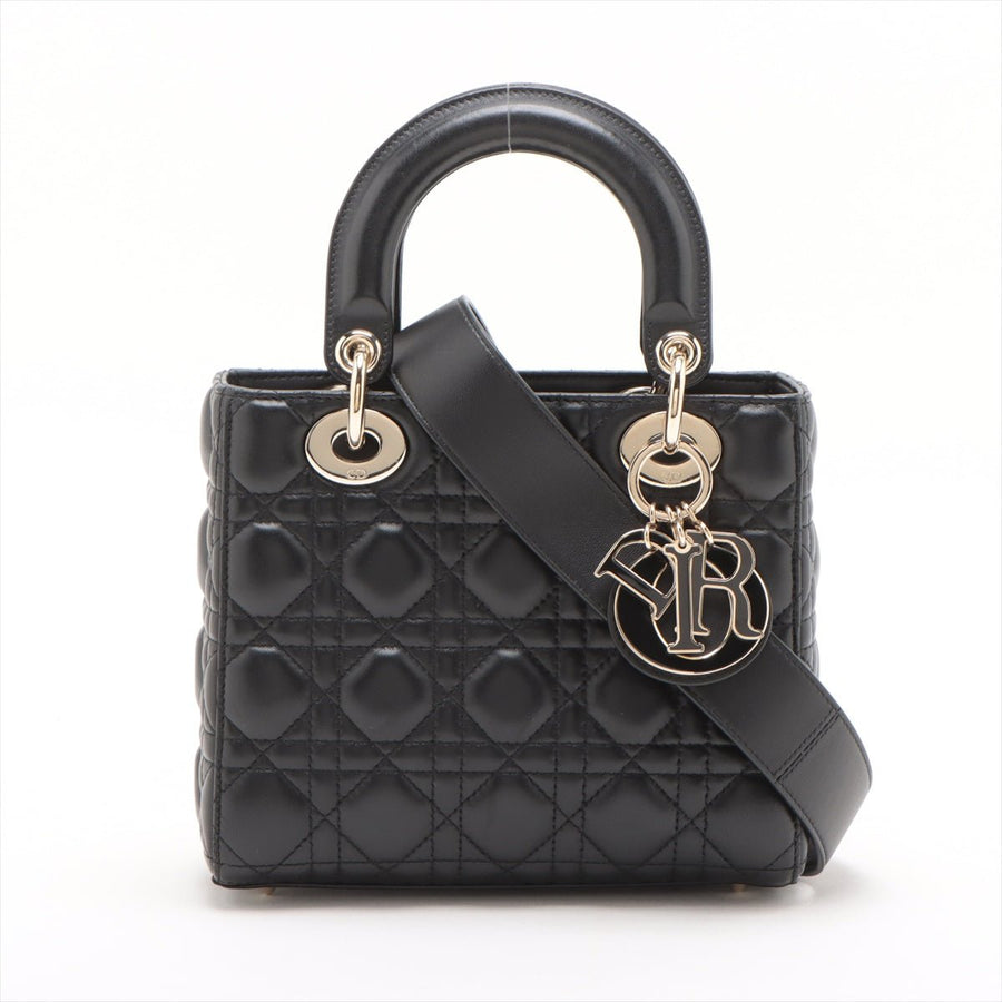 Second hand Dior Lady Dior Small My ABCDior Cannage Lambskin Leather 2 - Ways Tote Bag Black - Tabita Bags