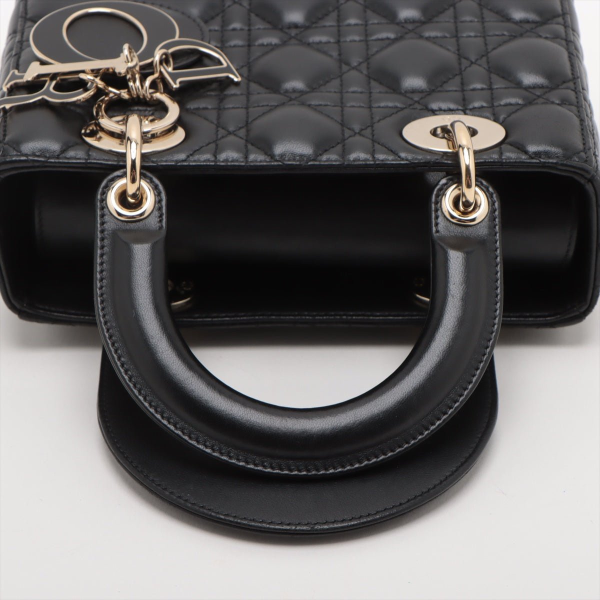 Second hand Dior Lady Dior Small My ABCDior Cannage Lambskin Leather 2 - Ways Tote Bag Black - Tabita Bags