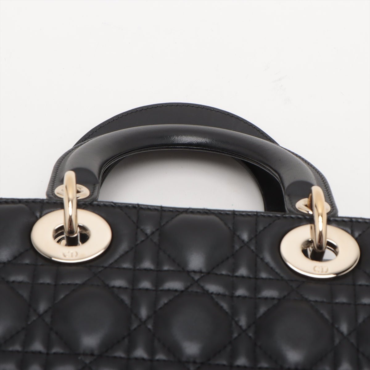 Second hand Dior Lady Dior Small My ABCDior Cannage Lambskin Leather 2 - Ways Tote Bag Black - Tabita Bags