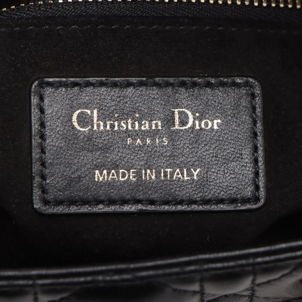 Second hand Dior Lady Dior Small My ABCDior Cannage Lambskin Leather 2 - Ways Tote Bag Black - Tabita Bags