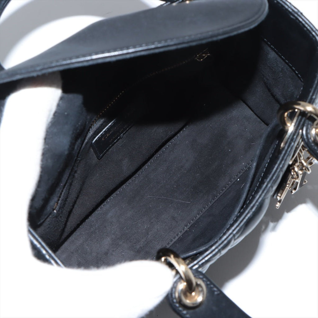 Second hand Dior Lady Dior Small My ABCDior Cannage Lambskin Leather 2 - Ways Tote Bag Black - Tabita Bags
