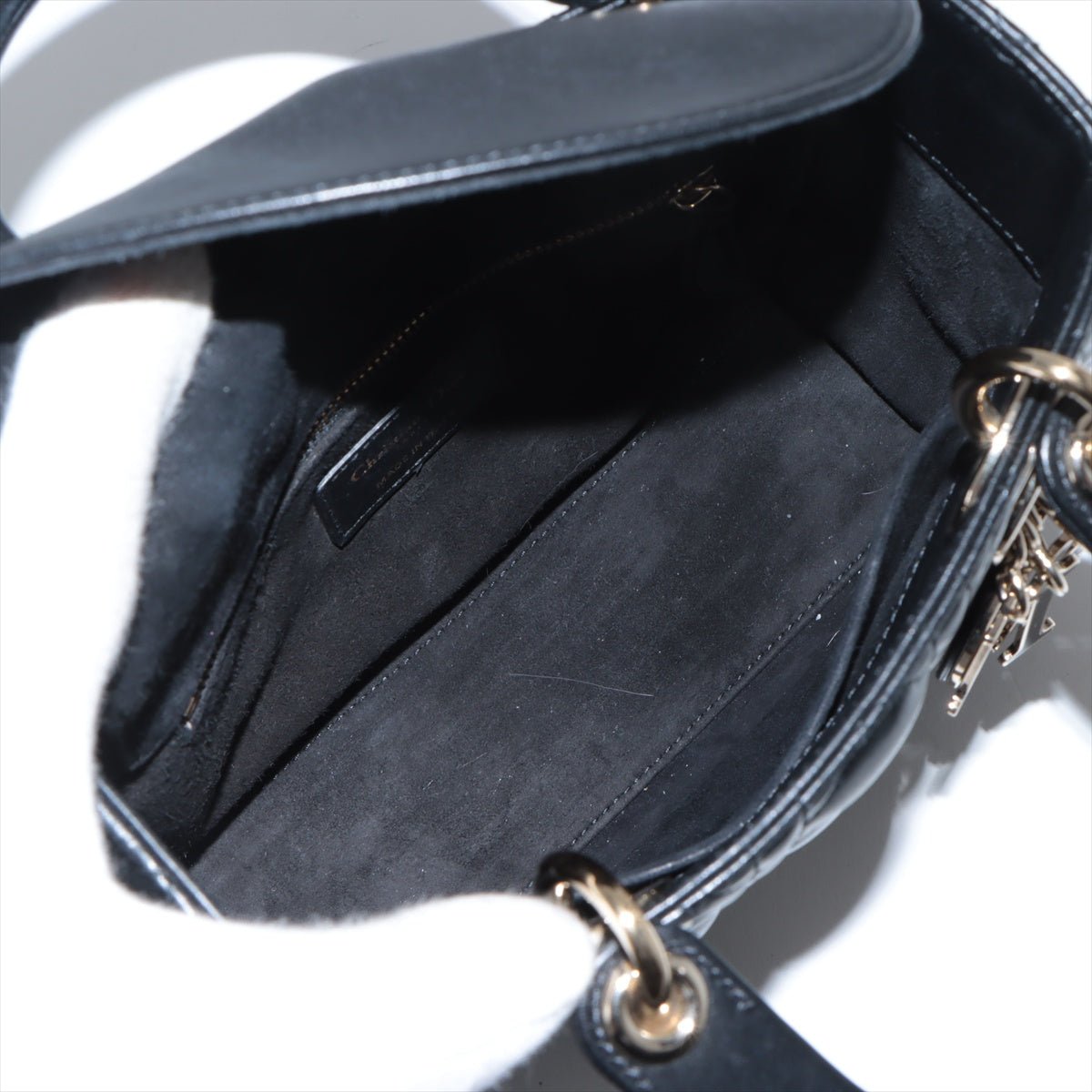 Second hand Dior Lady Dior Small My ABCDior Cannage Lambskin Leather 2 - Ways Tote Bag Black - Tabita Bags