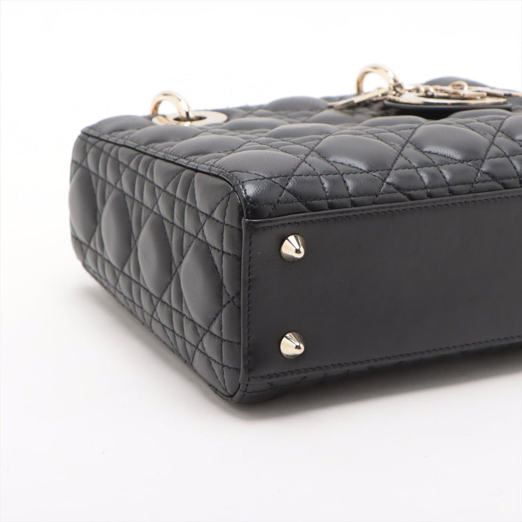 Second hand Dior Lady Dior Small My ABCDior Cannage Lambskin Leather 2 - Ways Tote Bag Black - Tabita Bags