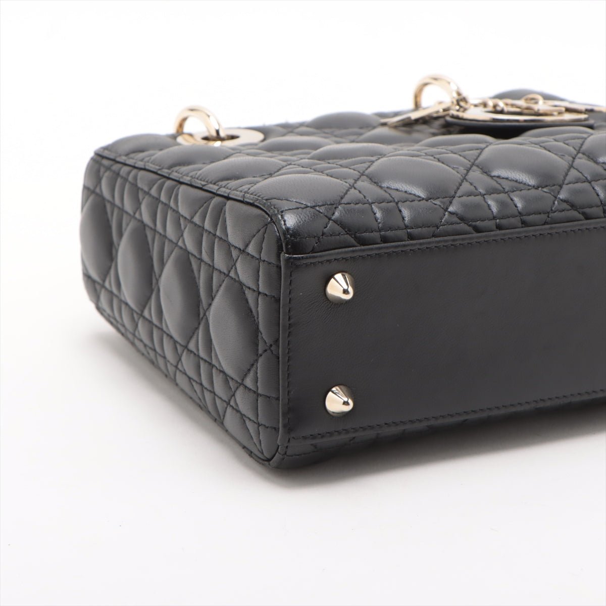 Second hand Dior Lady Dior Small My ABCDior Cannage Lambskin Leather 2 - Ways Tote Bag Black - Tabita Bags
