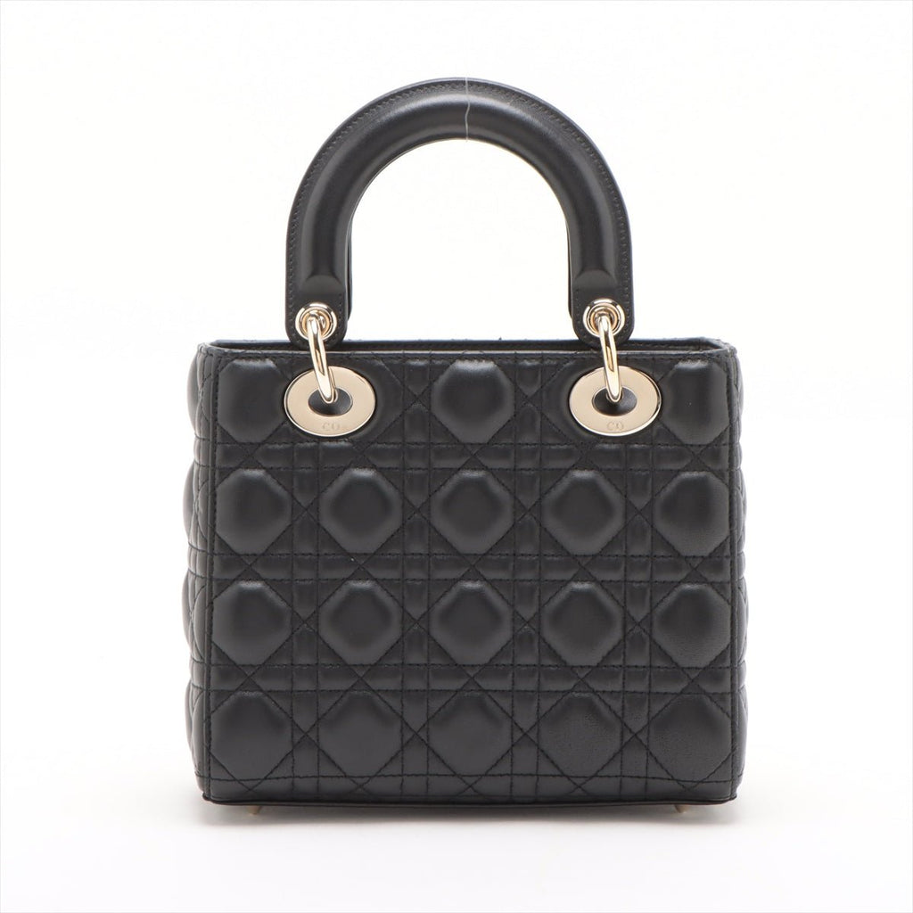 Second hand Dior Lady Dior Small My ABCDior Cannage Lambskin Leather 2 - Ways Tote Bag Black - Tabita Bags