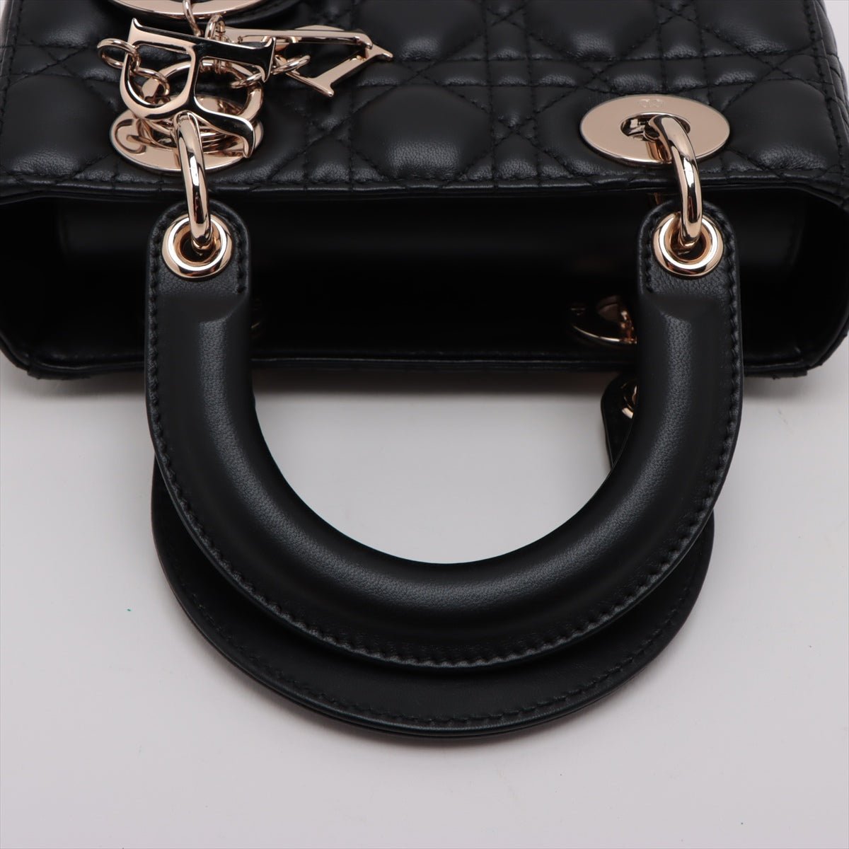 Second hand Dior Lady Dior Small My ABCDior Cannage Lambskin Leather 2 - Ways Tote Bag Black - Tabita Bags