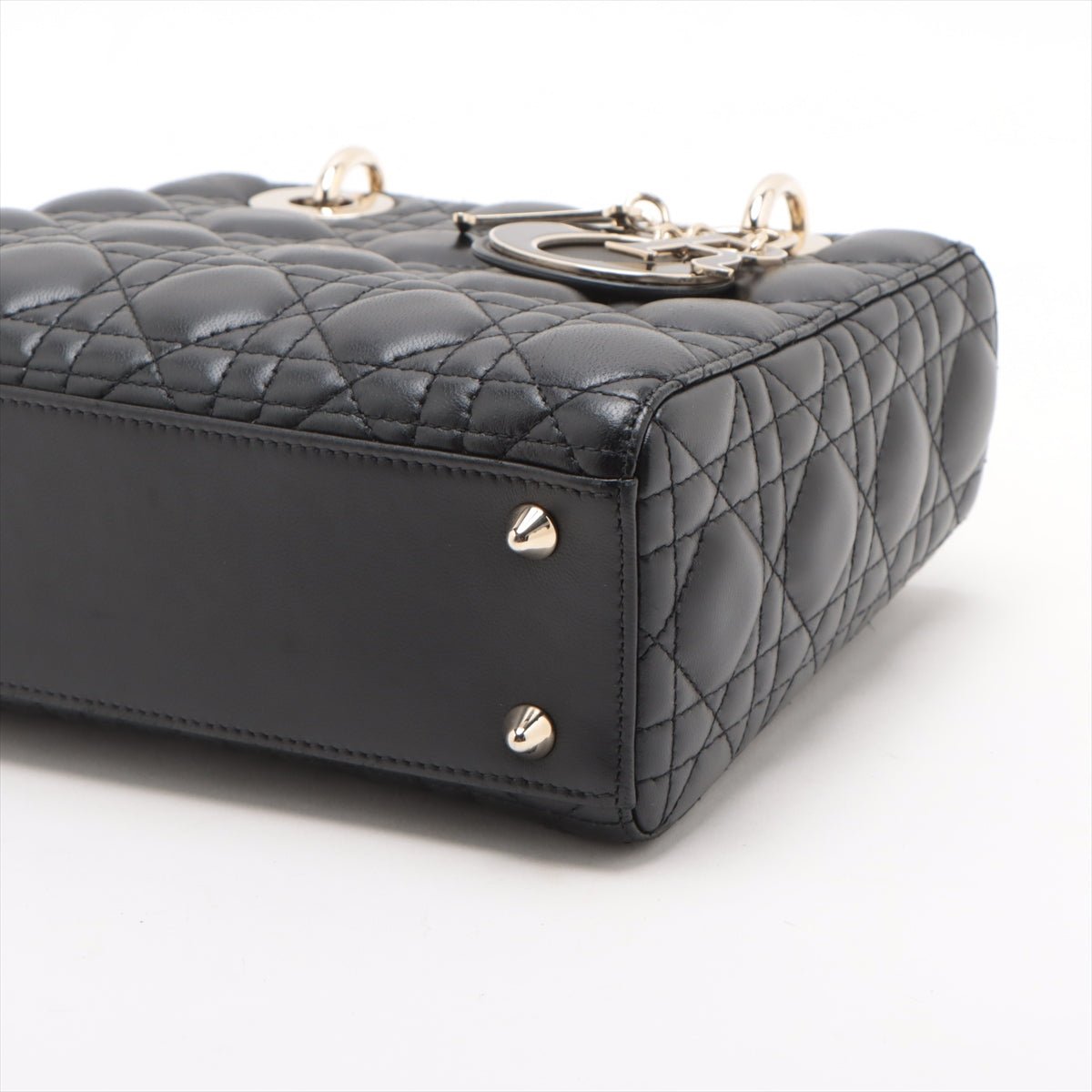 Second hand Dior Lady Dior Small My ABCDior Cannage Lambskin Leather 2 - Ways Tote Bag Black - Tabita Bags
