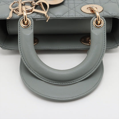 Second hand Dior Lady Dior Small My ABCDior Cannage Lambskin Leather 2 - Ways Tote Bag Grey - Tabita Bags