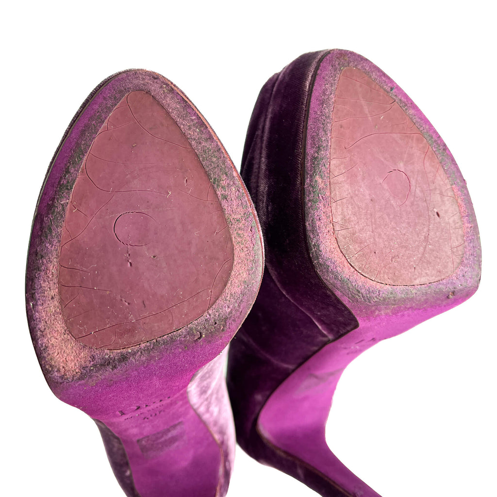 Second hand Dior Miss Dior Peep Toes 135 Velvet Pump 40.5 Purple - Tabita Bags