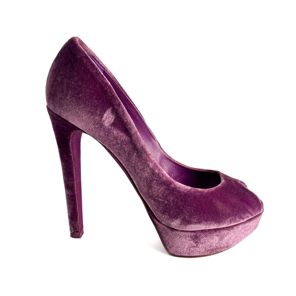 Second hand Dior Miss Dior Peep Toes 135 Velvet Pump 40.5 Purple - Tabita Bags