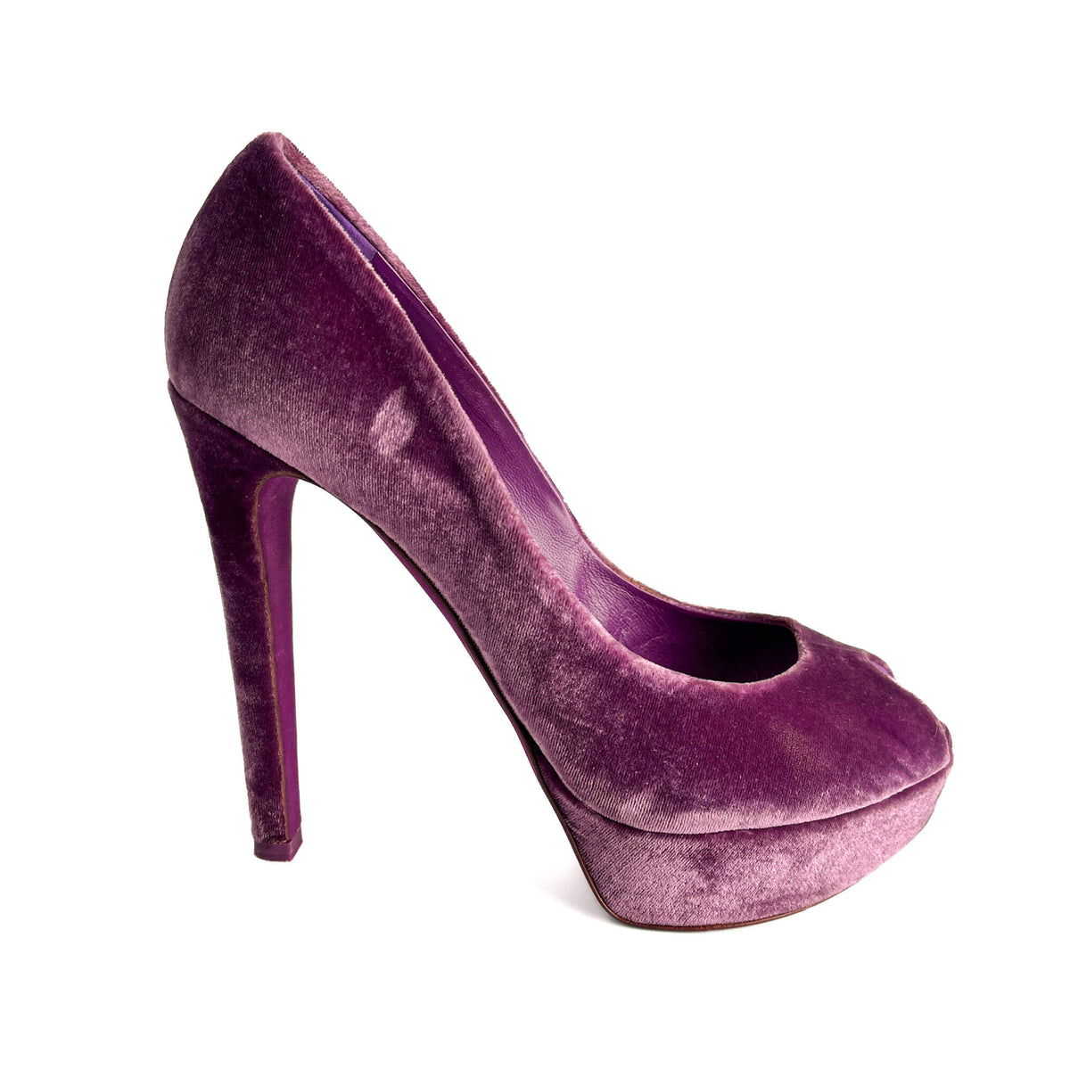Second hand Dior Miss Dior Peep Toes 135 Velvet Pump 40.5 Purple - Tabita Bags