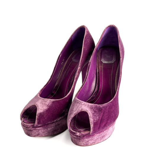 Second hand Dior Miss Dior Peep Toes 135 Velvet Pump 40.5 Purple - Tabita Bags
