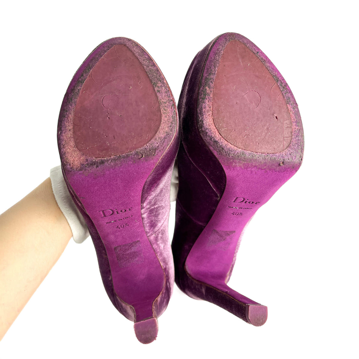 Second hand Dior Miss Dior Peep Toes 135 Velvet Pump 40.5 Purple - Tabita Bags