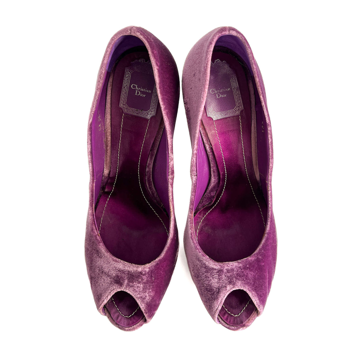 Second hand Dior Miss Dior Peep Toes 135 Velvet Pump 40.5 Purple - Tabita Bags