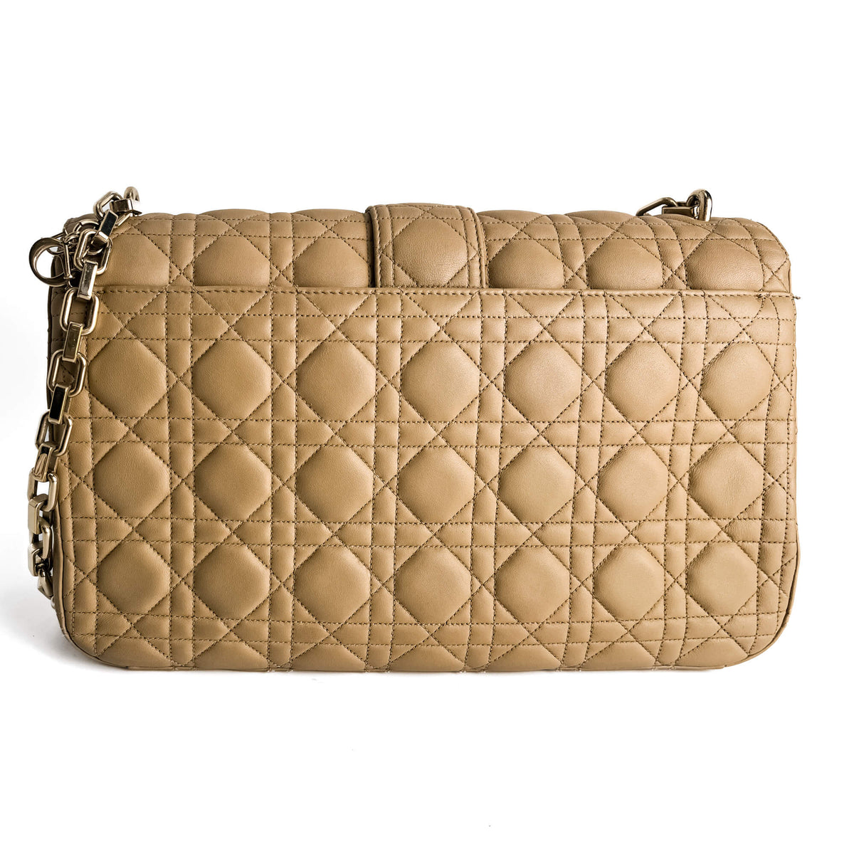 Second hand Dior Miss Dior Promenade Large Cannage Lambskin Leather Flap Shoulder Bag Beige - Tabita Bags