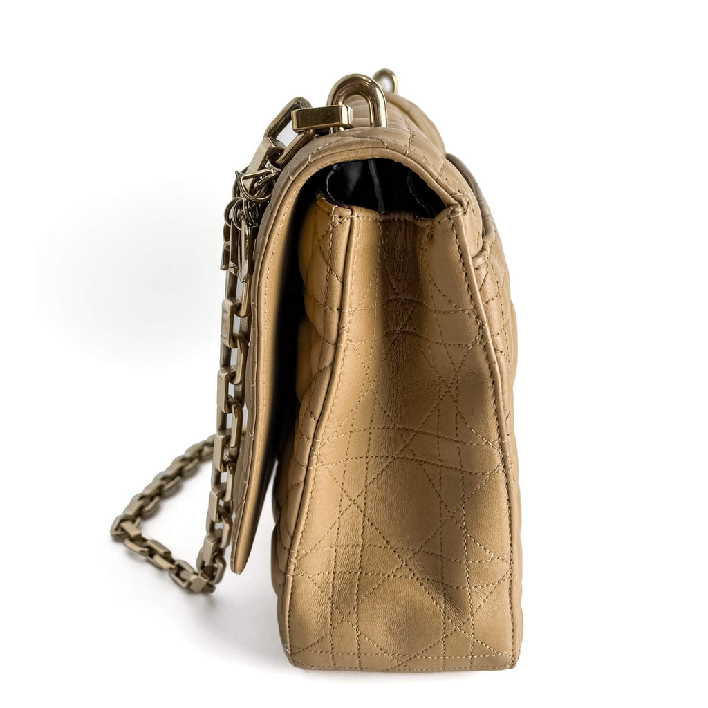Second hand Dior Miss Dior Promenade Large Cannage Lambskin Leather Flap Shoulder Bag Beige - Tabita Bags