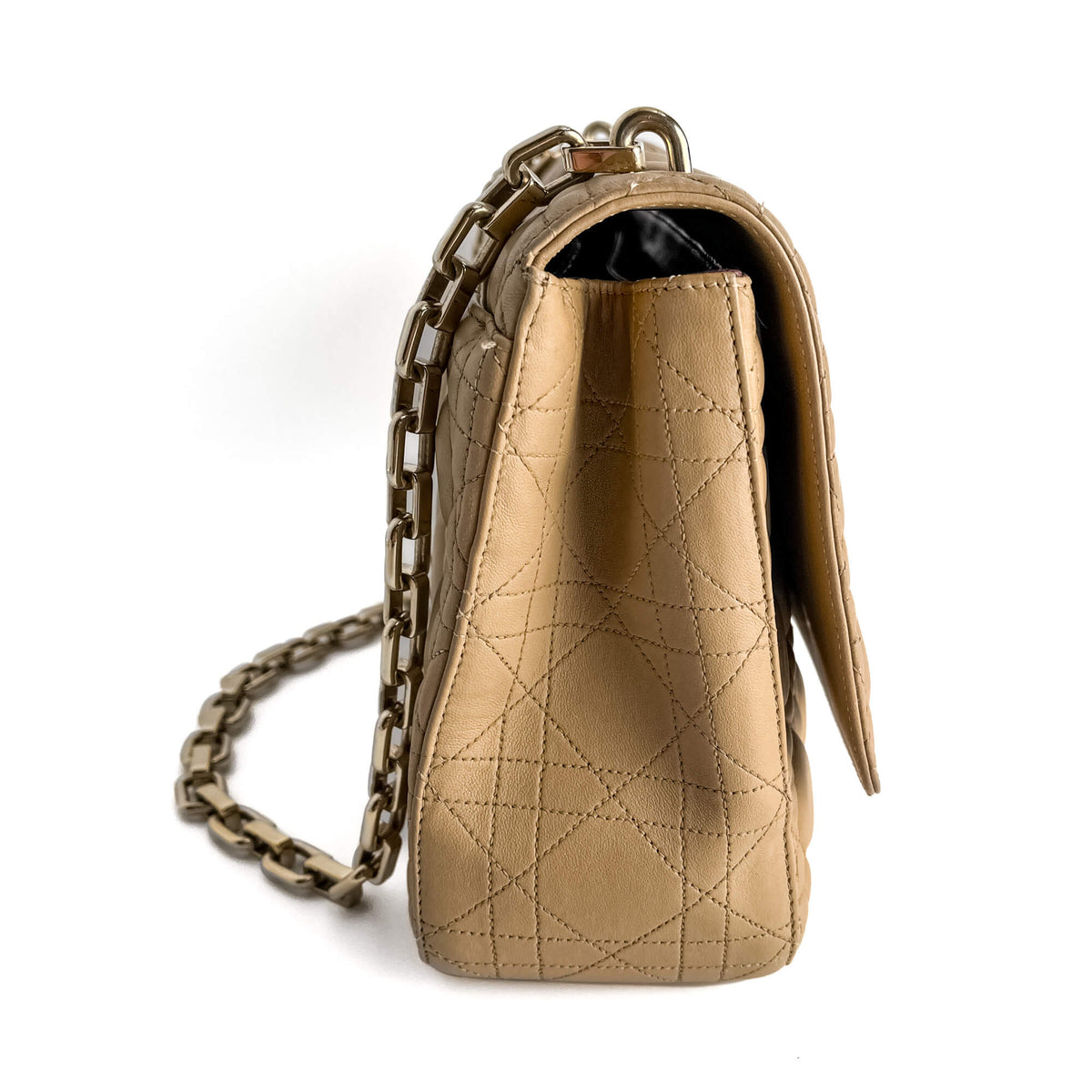 Second hand Dior Miss Dior Promenade Large Cannage Lambskin Leather Flap Shoulder Bag Beige - Tabita Bags