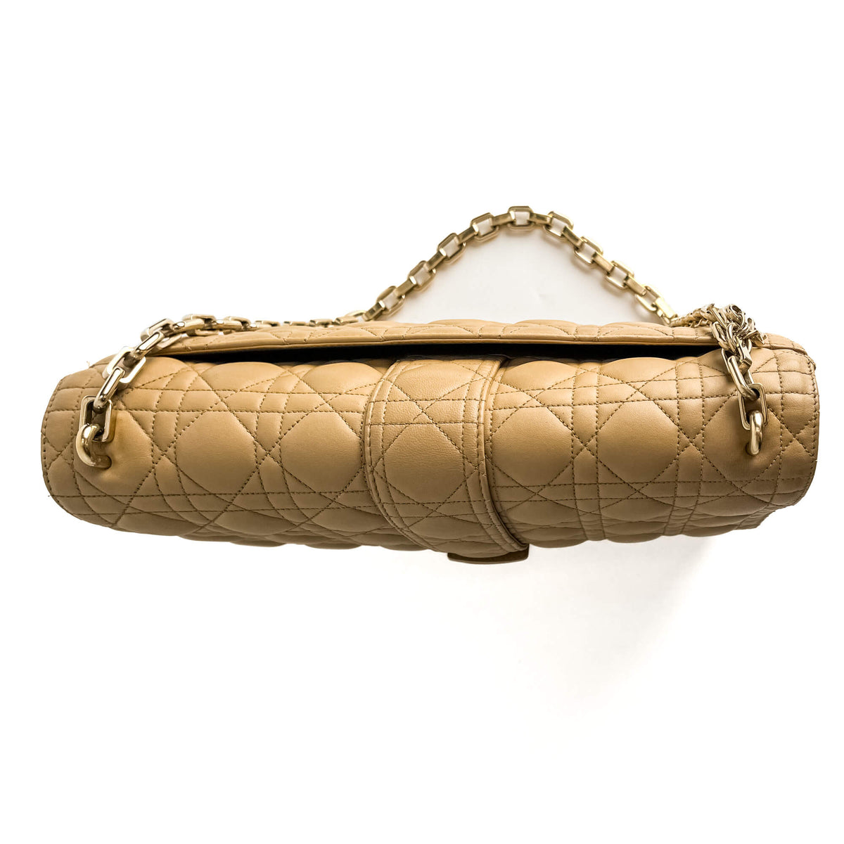 Second hand Dior Miss Dior Promenade Large Cannage Lambskin Leather Flap Shoulder Bag Beige - Tabita Bags