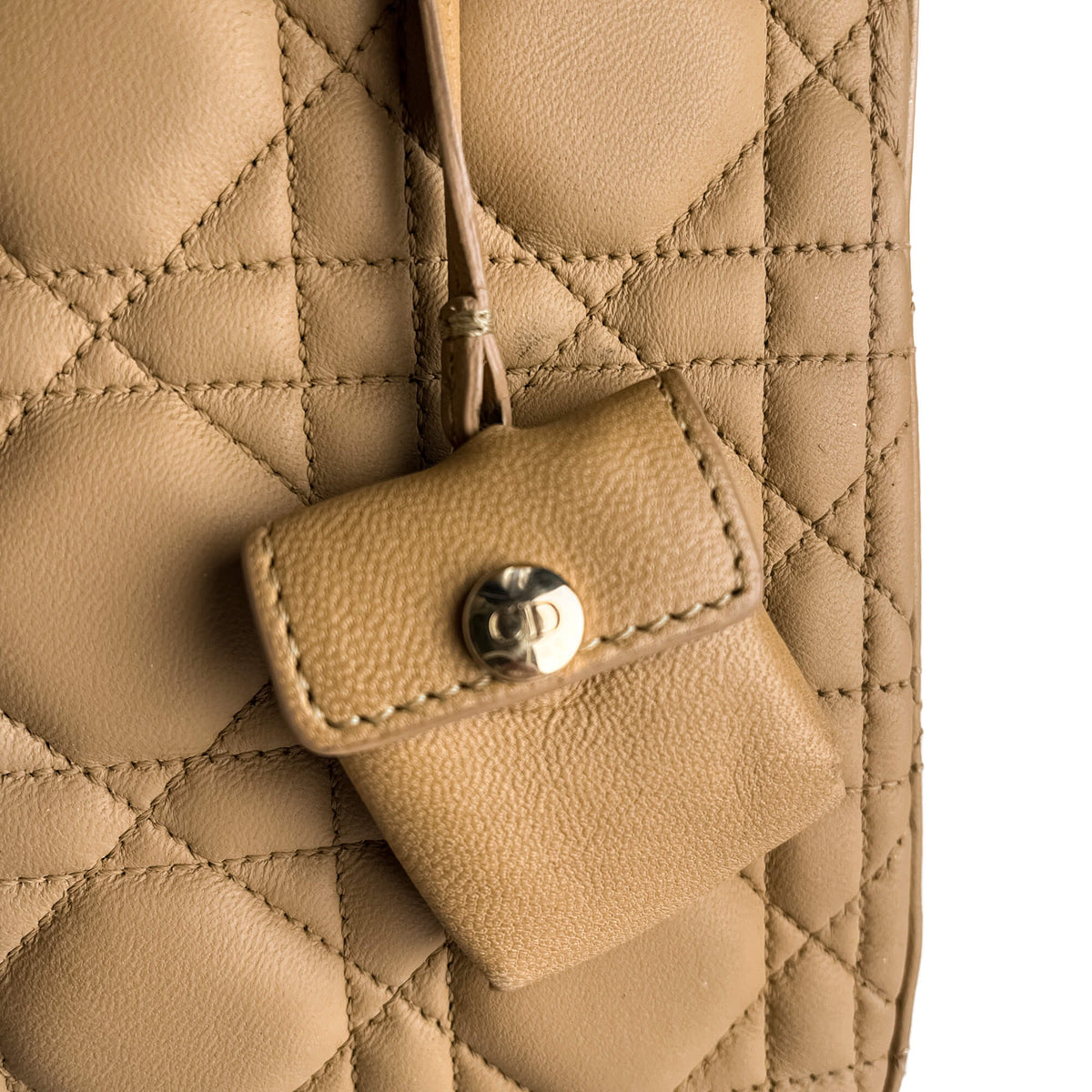 Second hand Dior Miss Dior Promenade Large Cannage Lambskin Leather Flap Shoulder Bag Beige - Tabita Bags