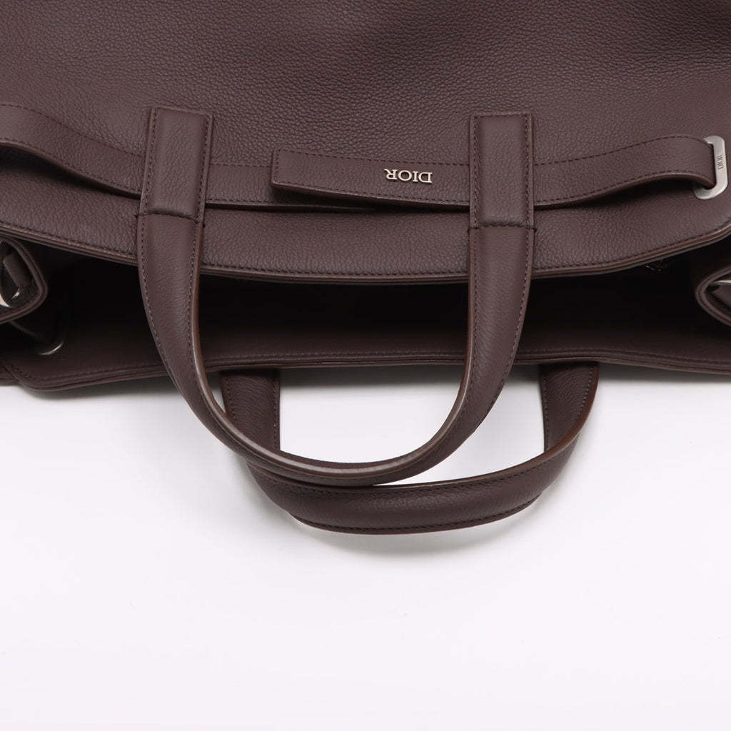 Second hand Dior Normandie Medium Calfskin Men's Tote Crossbody Brown - Tabita Bags