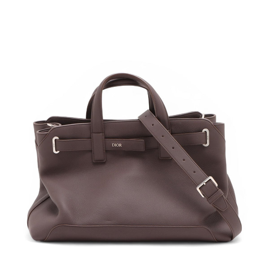 Second hand Dior Normandie Medium Calfskin Men's Tote Crossbody Brown - Tabita Bags