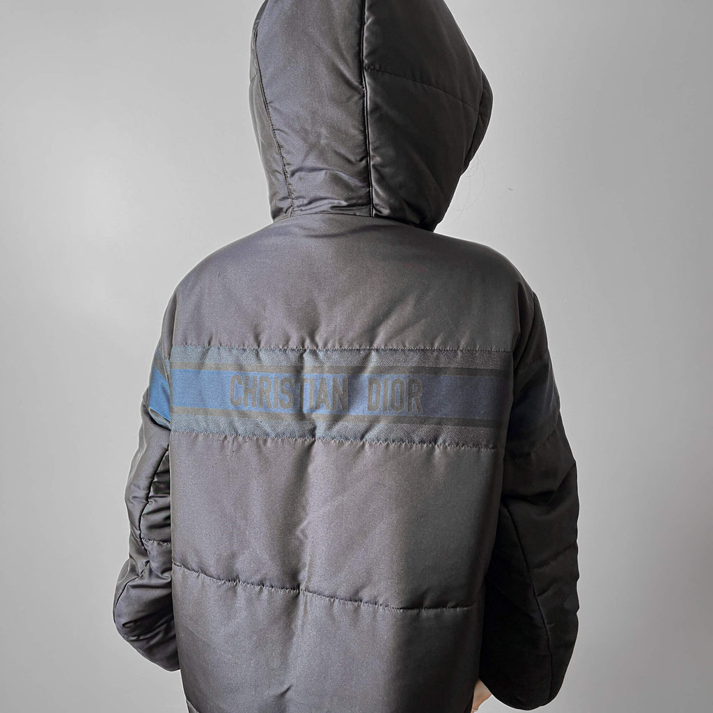 Second hand Dior Quilted Jacket Long Polyester Reversible Oblique Ready to Wear S Blue - Tabita Bags