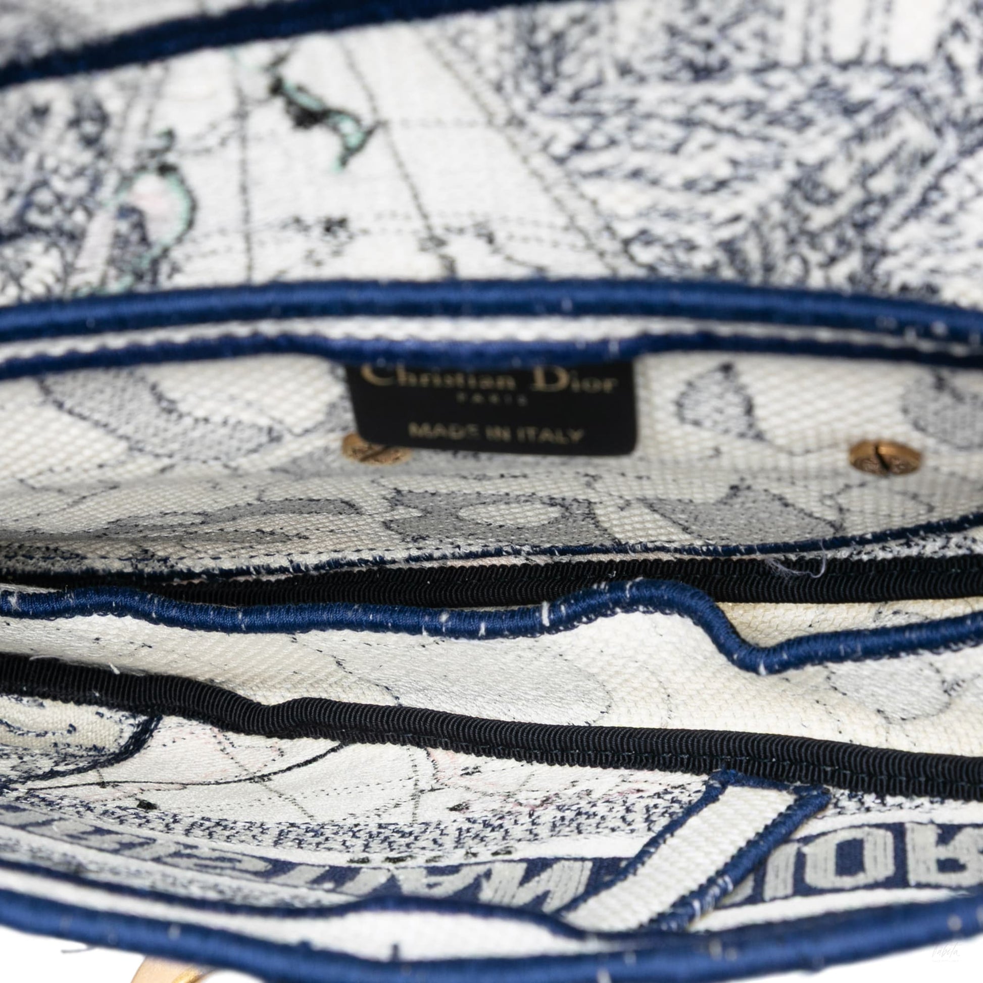 Second hand Dior Saddle Canvas No Strap Handbag Around the World Blue - Tabita Bags