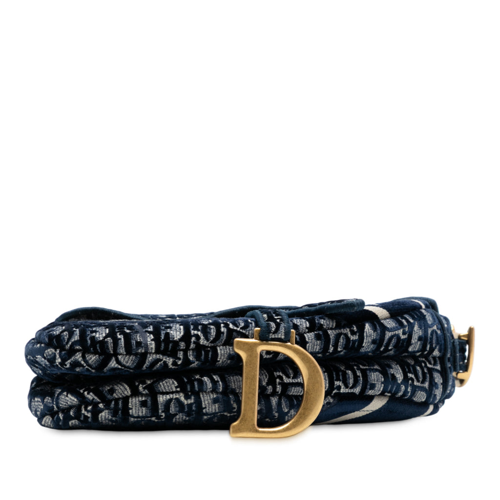 Second hand Dior Saddle Canvas No Strap Handbag Blue - Tabita Bags